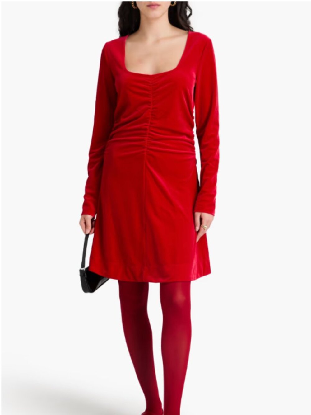 NEW GANNI Ruched Velvet Midi Dress